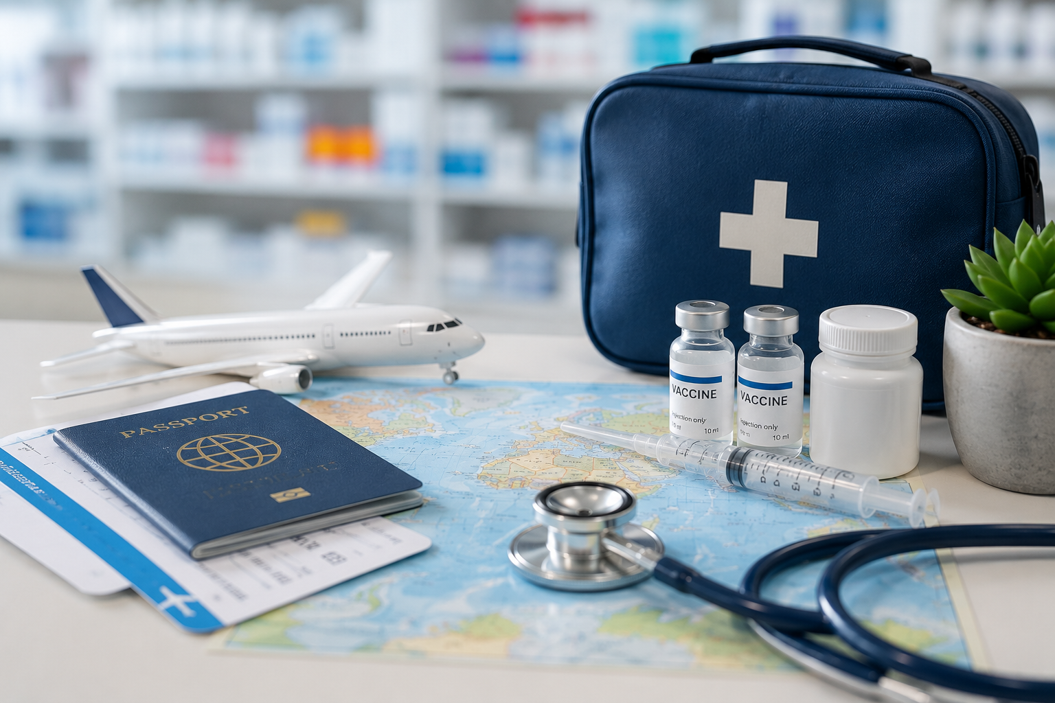 Pharmacist providing travel health advice